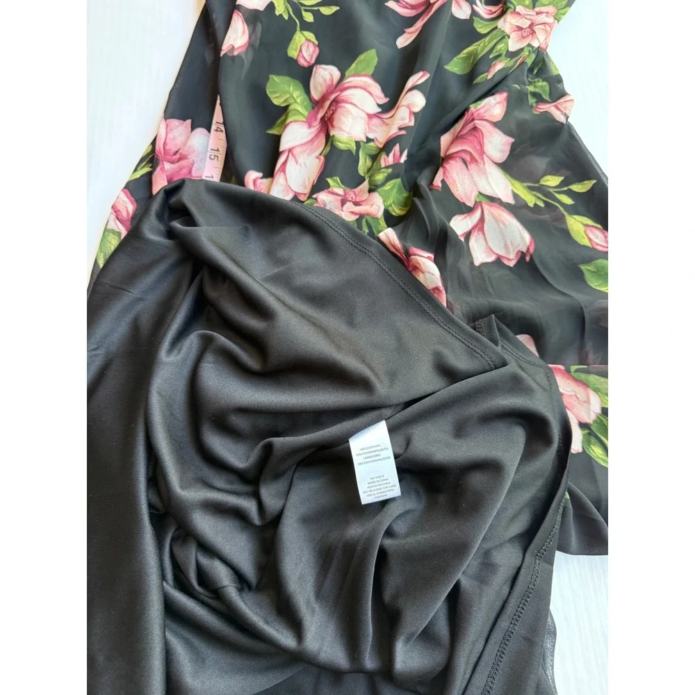 Rachel Zoe Black Pink Floral Magnolia High Neck Halter Maxi Dress Med NWOT
